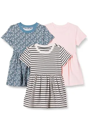 Amazon Mädchen Kurzärmeliges Jersey-Kleid, 3er-Pack, , 5 Jahre