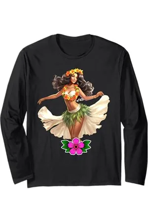 Urban Empyre Hübsches hawaiianisches Hula Pin-Up Girl Aquarell Langarmshirt