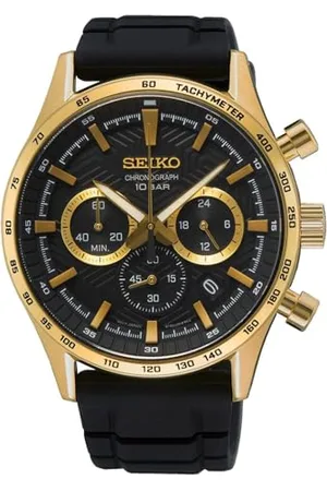 Seiko Herren Analog Quarz Uhr mit Silikon Armband SSB446P1