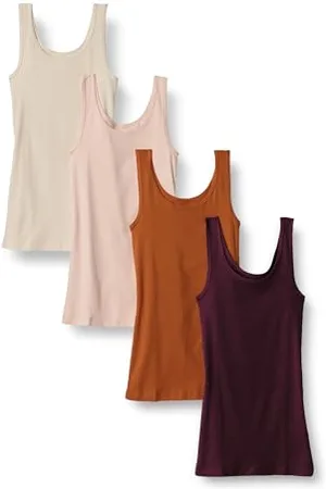 Amazon Damen Tanktop schlanke Passform, 4er-Pack, , L
