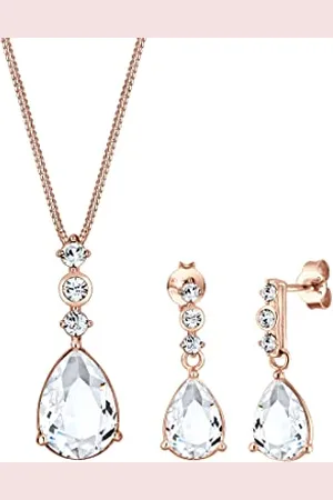 Elli Schmuckset Damen Tropfen Edel Set Ohrhänger mit Kristallen in 925 Sterling Silber