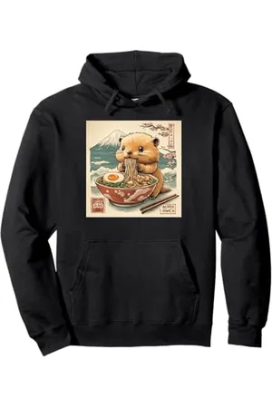 Cheerful Animal Enthusiast Artistic Apparel Klassischer japanischer Berg Fuji Blossoms Baby Biber Ramen Pullover Hoodie