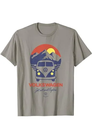 Volkswagen Typ 2 Campervan Get Out And Explore Mountains T-Shirt