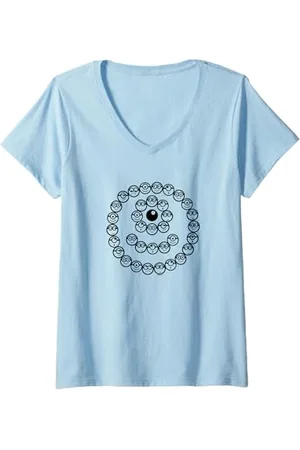 Minions Damen Smiling Faces Smiley Face Collage T-Shirt mit V-Ausschnitt