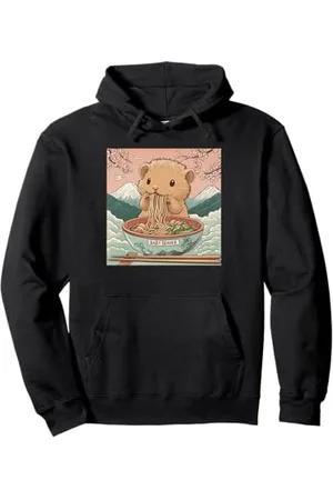 Cheerful Animal Enthusiast Artistic Apparel Klassischer japanischer Berg Fuji Blossoms Baby Biber Ramen Pullover Hoodie