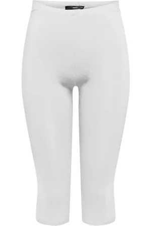 ONLY Damen Onllive Love 3/4 JRS Basic Leggings Mit Hoher Taille Und Elastischem Bund, White, M