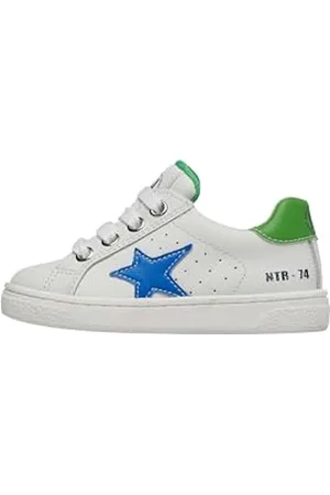 Naturino PINN Zip. Calf White-OLTREMARE-Green Krippenschuh, Bianco, 23 EU