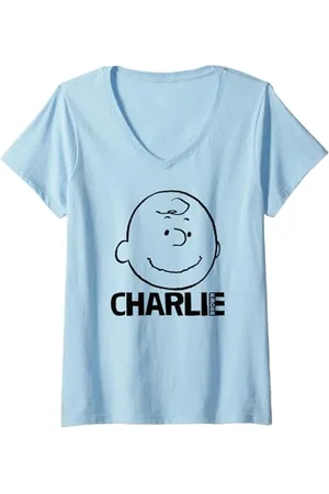 Peanuts Damen Charlie Brown T-Shirt mit V-Ausschnitt