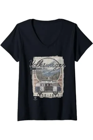 Volkswagen Damen Typ 2 Campervan 1950-1967 T-Shirt mit V-Ausschnitt