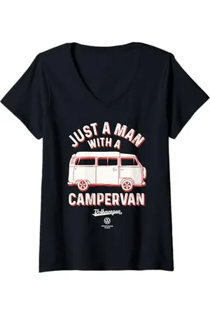 Volkswagen Damen Nur ein Mann mit einem Wohnmobil Vatertag T-Shirt mit V-Ausschnitt