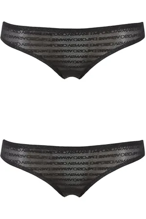 Emporio Armani Damen All Over Logo MESH 2-Pack Brief Unterwäsche, , XS