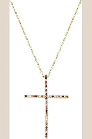 Luxenter Irend Halskette mit mehrfarbigem Zirkoniastein, 18 K Gold-Finish, Grande, Metall, Zirkonia