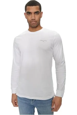 Tommy Hilfiger Herren Langarmshirt Slim Fit Linear aus Baumwolle, (White), XXL