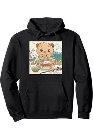 Cheerful Animal Enthusiast Artistic Apparel Klassischer japanischer Berg Fuji Blossoms Baby Biber Ramen Pullover Hoodie