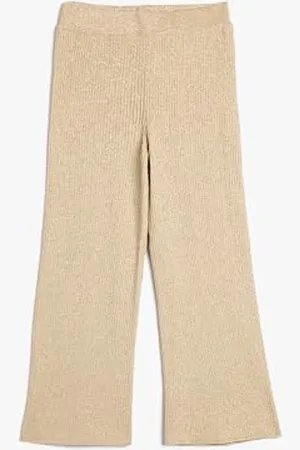 Koton Girls Wide Leg Trousers Soft Touch Elastic Waistband Ribbed