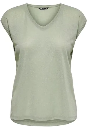 ONLY ONLSILVERY S/S V Neck Lurex TOP JRS NOOS