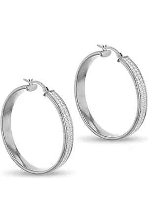Amazon Creolen aus rhodiniertem Sterlingsilber, Sternenstaub-Design