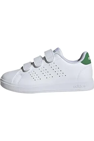 adidas Advantage Base 2.0 Shoes Children Tennisschuhe, Cloud White/Cloud White/Green, 34 EU