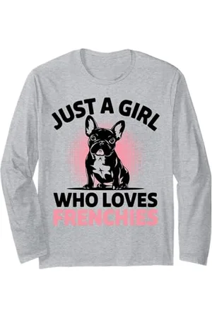 Graphic 365 Französische Bulldogge Mama Papa Just a Girl Who Loves Frenchies Geschenk Langarmshirt