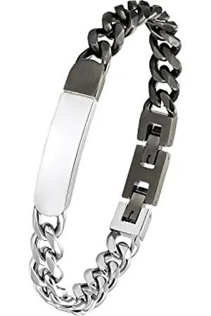 QS by s.Oliver Identarmband Edelstahl Herren Armschmuck, 19,5+1,5 cm, Silber, Kommt in Schmuck Geschenk Box, 2033921