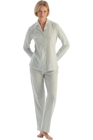 Dagi Damen Striped Embroidery Detailed Shirt Trousers Pajama Set, , S EU