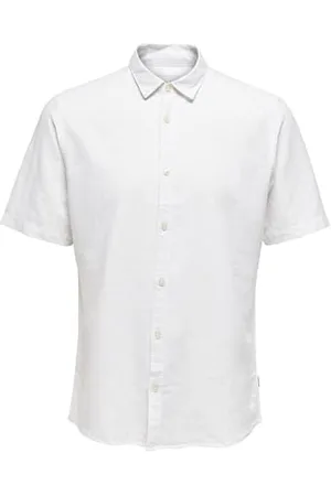 Only & Sons Herren Onscaiden Linen Shirt Noos Hemd, White, L EU