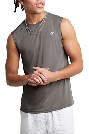 Champion Herren Sleeveless, Sport Tank, Moisture Wicking, Muscle for Men (Reg. Or Big & Tall) T-Shirt, Grau-Stone Gray, L