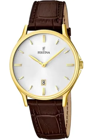 Festina Herren Analog Quarz Uhr mit Leder Armband F16747/1
