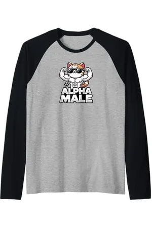 Gagster Alpha Feline Male Funny Sunglasses Cat Graphic Animal Humor Raglan
