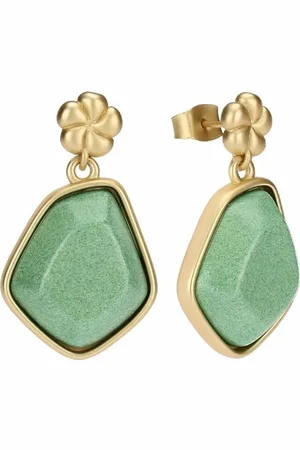 THUN Ohrhänger mit Blume und Stein - Keramik, Metall - Kollektion Für Sie gewidmet - 2 x 1,7 x 0,6 cm