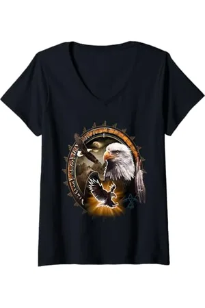 Adler Damen Langarm Shirt T-Shirt mit V-Ausschnitt