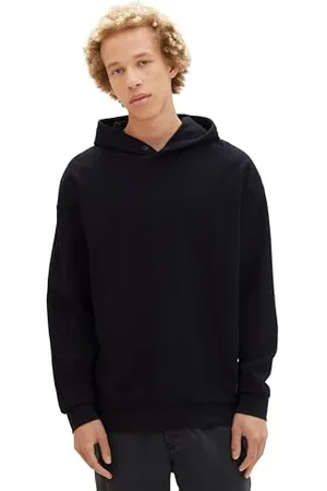 TOM TAILOR Herren Relaxed Fit Hoodie Sweatshirt, Black, S