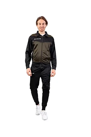 Givova Unisex Survêtement Visa Melange Jogginganzug, Vert Militaire/Noir, 3XL