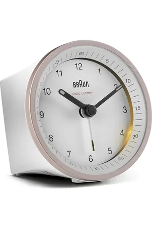 von Braun Klassischer analoger Funkwecker von für die Mitteleuropäische Zeitzone (MEZ/GMT+1) mit Schlummerfunktion und Beleuchtung, ruhigem Uhrwerk, Crescendo-Alarm in Weiß und Rose, Modell BC07PW-DCF