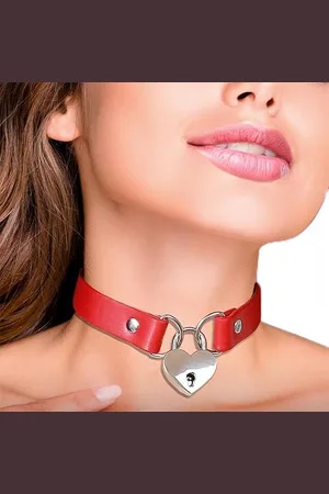 Cinderella Halsband mit Candado de CorazÓN Veganisches Leder Talla ÚNica