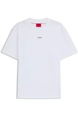 HUGO BOSS Herren Dapolino Relaxed-Fit T-Shirt aus Baumwolle mit Logo-Print Weiß M