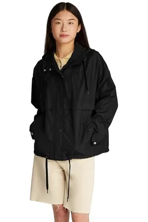 Tommy Hilfiger Damen Windbreaker Jacke Oversized mit Kapuze, Schwarz (Black), L
