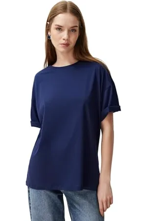 Trendyol Damen TWOSS20TS0134 Basics Boyfriend Basic Rundhals Strick-T-Shirt, , S