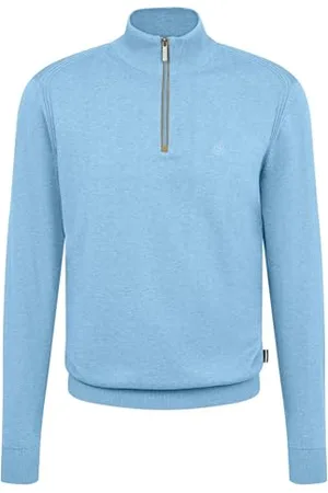 Bugatti Herren Troyer Strickpullover Stehkragen kurzer Reißverschluss Regular Fit
