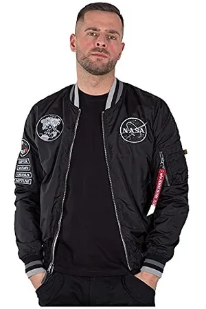 Alpha Industries Herren MA-1 NASA Voyager Rev Bomberjacke, Black, M