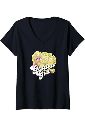 Barbie Damen Goldenes Mädchen T-Shirt mit V-Ausschnitt