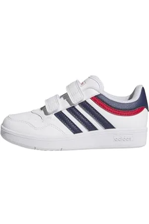 adidas Unisex Kinder Hoops 4.0 Shoes Sneaker, FTWR White/Dark Blue/Better Scarlet