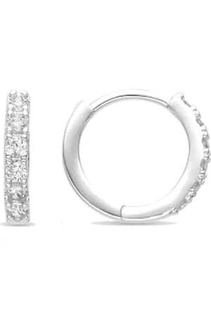 Luxenter Ohrringe mit glänzendem Zirkoniastein, Silber-Finish – Ulgel, Pequeños, Metall, Zirkonia
