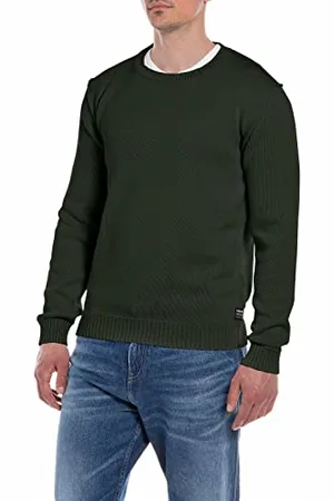Replay Herren Strickpullover mit Rundhals-Ausschnitt, (Braun), L