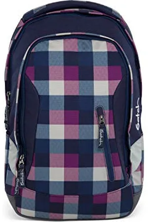 Satch Schulrucksack, 45 cm, 24 L, Purple Blue Checks