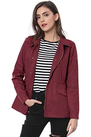 Allegra K Damen-Utility-Jacken, Kordelzug an der Taille, 2024, Frühlingsklappentaschen, leichte Jacke, , XL