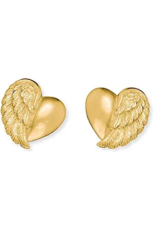 HERZENGEL Mädchen Kinder Ohrstecker Ohrringe aus vergoldetem Sterling Silber mit Herzflügel Symbol in - Steckverschluss - nickelfrei