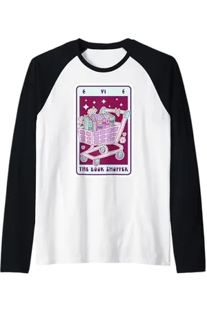 Bibliophile Book Lovers Book Blogger Tees Buchliebhaber Tarotkarte The Book Shopper Bibliophile Humor Raglan