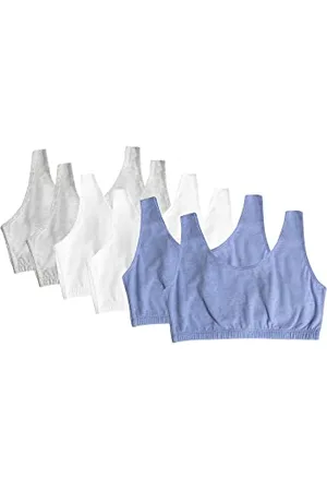 Fruit Of The Loom Damen Built Up Tank Style Bra Value Pack Sport-BH, Undurchsichtige, Heather Gray/White/Heather Blue-6 Pack, 90 (6er