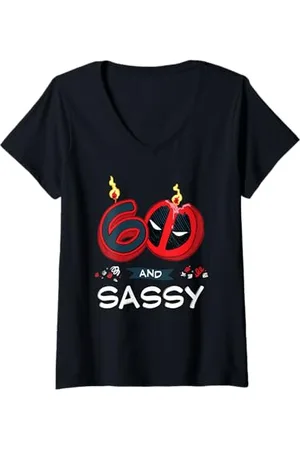Marvel Damen Deadpool 60th Birthday Party "60 and Sassy" Funny T-Shirt mit V-Ausschnitt